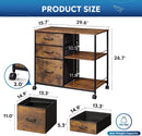 3 Drawer Mobile File Cabinet Fits A4 Or Letter Size With Rolling Printer Stand Rustic Brown Wood Grain