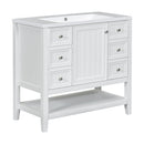 36' Bathroom Vanity with Sink Combo, One Cabinet and Three Drawers, Solid Wood and MDF Board, White (Old Sku:SY999505AAK)