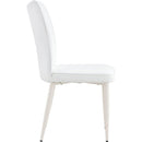 Modern minimalist dining chair, white PU leather curved back and seat cushion, white metal chair legs, suitable for dining room, bedroom, living room. A set of 2 chairs. 008