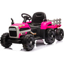 Ride on Tractor with Trailer,24V Battery Powered Electric Tractor Toy, 200w*2motor 1.86-4.97MPH/Remote Control,electric car for kids,Three speed adjustable,USB,MP3 ,Bluetooth,LED light, safety belt.