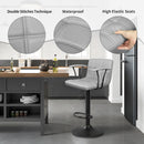 Bar Stools 2 Adjustable Swivel With Back Grey PU Leather