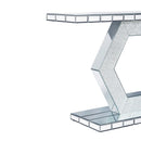 Sparkling Crystal Hexagon Mirror Entryway - Premium Modern Foyer Console Table with Diamond Glass Effects, Dual-Tier Luxury Sofa Table