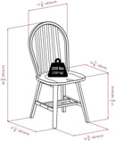 Windsor 2 Piece Solid Wood Dining Chair Set Walnut Finish