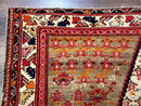 Antique Persian Malayer Rug 4x7, Tribal Senneh Carpet, Geometric, Diamond Design