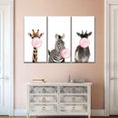Bubble Gum Safari Animals Wall Art