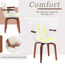 Mid-Century Modern Bentwood Swivel Dining Chairs Set of 2 with PU Leather in White and Walnut Finish