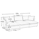 Living Room Sofa Slipcovered Sofa 3 Seater Sofa With 3 Ottomans, Oversized 3-Seat Sleeper Sofa Bed Home Theater Sofa, Chenille, Black