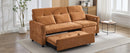 2-in-1 Sofa 82' Three-seater Sofa with Sofa Bed and Reversible Recliner, Orange Chenille