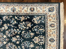 Green Indo Persian Rug 4x6, Floral Allover, Handmade Vintage Oriental Carpet, Sarouk Rug, Wool