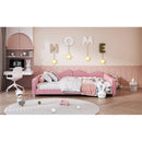 Full size Upholstered Daybed, Sherpa Fabric Sofabed with Cloud-Shaped Backrest, No Box-spring Needed, Pink
