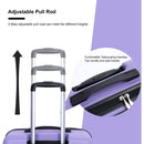 Expandable 3 Piece Luggage Sets PC Lightweight & Durable Suitcase with Two Hooks, Spinner Wheels, TSA Lock, (21/25/29) Purple