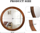 30 Inch Walnut Round Wall Mirror Rustic Style