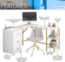 L Shaped Corner Desk Two Tone With Drawers And Shelves For Home Office