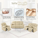 Beige Leather Recliner Sofa Set With Storage And Cup Holder