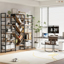 Rustic Brown 5 Tier Wooden Bookcase With Metal Frame