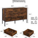 Wood Dresser with 7 Drawers, Wooden Storage Closet for Bedroom, Solid Clothes Cabinet with Sturdy Steel Frame, 48.58"Wx15.75"Dx31.22"H, 48 inch, Rustic Brown