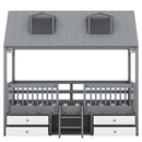 Twin Size Wood Bed House Bed Frame,Gray