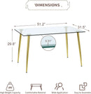 Glass Dining Table For 4 51 Inch Tempered Glass Gold Legs