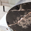 Contemporary Artistic Double Layer Coffee Table - White and Black Marble Collision, Tempered Glass Top, Multiple Colors
