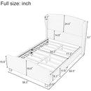 Full Size 51' High Headboard Wingback Linen Upholstered Bed No Box Spring Needed, Gray