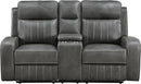 Gray Faux Leather Reclining Loveseat With Manual Recline