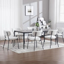 White Boucle Upholstered Dining Chairs Curved Back