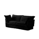 Modern Slipcovered 2-Seat Sofa Couches for Living Room, 2 Seater Sofa, Corduroy Deep Seat Sofa with Upholstered Cushion&Detachable Cover, Comfy Sofa Couch for Small Space, Apartment, Black Corduroy