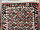 Indo Persian Rug 3x5, Red and Navy Blue, Wool Vintage Handmade Small Carpet 3 x 5 ft, Herati Pattern, Bidjar Rug