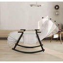 Casual folding rocking chair upholstered, lounge rocking chair adjustable high back and foot rest,side pockets placed in living room bedroom balcony