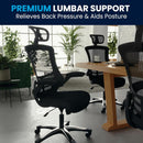 High Back Swivel Office Chair With Lumbar Support Black