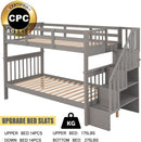 Twin Over Twin Bunk Beds With Stairs Grey For Kids Dorm