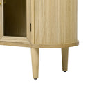 TREXM Farmhouse Sideboard Cabinet with Storage, Wood Buffet Cabinet with Glass Doors and Adjustable Shelves for Kitchen, Dining Room and Living Room (Natural)
