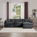 Grey Corduroy 3-Seater L-Shaped Sofa with Ottoman - Comfortable and Stylish for Small Living Rooms