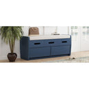 Rustic Storage Bench with 2 Drawers, Hidden Storage Space, and 3 False Drawers at the Top, Shoe Bench for Living Room, Entryway (Navy)