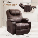 Dark Brown 360 Degree Swivel Recliner Chair With Massage