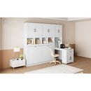 Twin Size Murphy Bed Wall Bed with Closet , Drawers & Desk-White