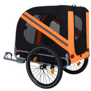 Large Folding Bike Trailer for Dogs – 120LB Capacity All-Terrain Pet Carrier, Durable Steel Frame for Cycling, Jogging, Camping & Outdoor Adventures, Black-Orange