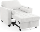 Beige Adjustable Sleeper Chair Sofa Bed Upholstered