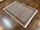 Persian Rug 4x6, Mashad Kashmar Rug, Boteh Paisley Design, Allover Repeated Pattern, Ivory Hand Knotted Vintage Semi Antique Persian Oriental Carpet