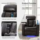 Premium Power Recliner with Storage Arms, Cupholders, Swivel Tray Table and Cell Phone Stand, Brown PU Leather, 35'' x 29.9'' x 41.2''