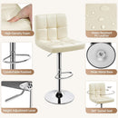 Beige Adjustable PU Leather Swivel Bar Stools Set Of 2