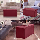 Ottoman Storage Bench 30x15x15 Inches Burgundy Leather