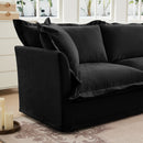 Slipcovered Long Sofa, 4 Seater Sofa with Removable Cover, Extra Deep Couch for Living Room, ,Chenille Fabric Cloud Like Comfy Sofa Couch, Black Chenille Fabric