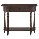 TREXM Narrow Console Table with Curved Corner, Retro Entryway Table with Top Drawer and Open Shelf, Sofa Table Console Tables for Entryway, Hallway and Living Room (Espresso)