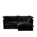 Slipcovered Sectional 2 Seater Sofa Couch with Convertible Ottoman, Wide and Deep Seat L Shaped Sofa with Detachable Cover and Soft Multiple Big Pillows,Black Corduroy Fabric