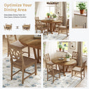 TOPMAX Rustic 5-Piece Extendable Dining Table Set Round Trestle Table and 4 Cross Back Dining Chairs for Kitchen, Dining Room, Brown