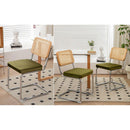 Dining Chairs Set of 2, Velvet Rattan Side Accent Chairs with Chrome Legs, Modern Mid Century Breuer Designed Chairs, Upholstered Dining Living Room Kitchen Chairs (Olive Green-2pcs)