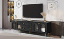 U-Can 78.7'' Modern TV Stand, TV Cabinet with Five Metal Legs and Metal Handles, 2 Drawers and 2 Cabinets with Fluted Glass Doors For Living room, Up to 80'' (Old SKU: SJ000122AAB)