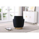 Velvet Swivel Barrel Chair, Swivel Accent Chairs Armchair for Living Room, Reading Chairs for Bedroom Comfy, Round Barrel Chairs with Gold Stainless Steel Base (Black)