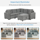 Multi-Functional Sectional Sofa Convertible Pull-out Bed with Storage Ottoman, USB Ports, Cup Holders, Chenille, Gray, 84.7'